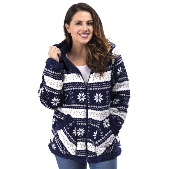 TRAIL CREST Women's Blur/White Flush Nordic Sherpa Lined Jacket Size XS Pockets - Picture 1 of 12